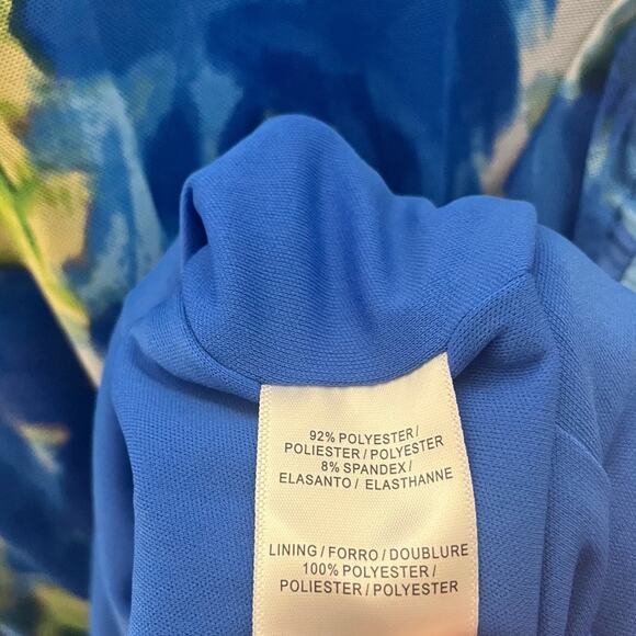 Taylor Blue And Green Ruched Mesh Maxi Dress Size Large - Picture 10 of 10